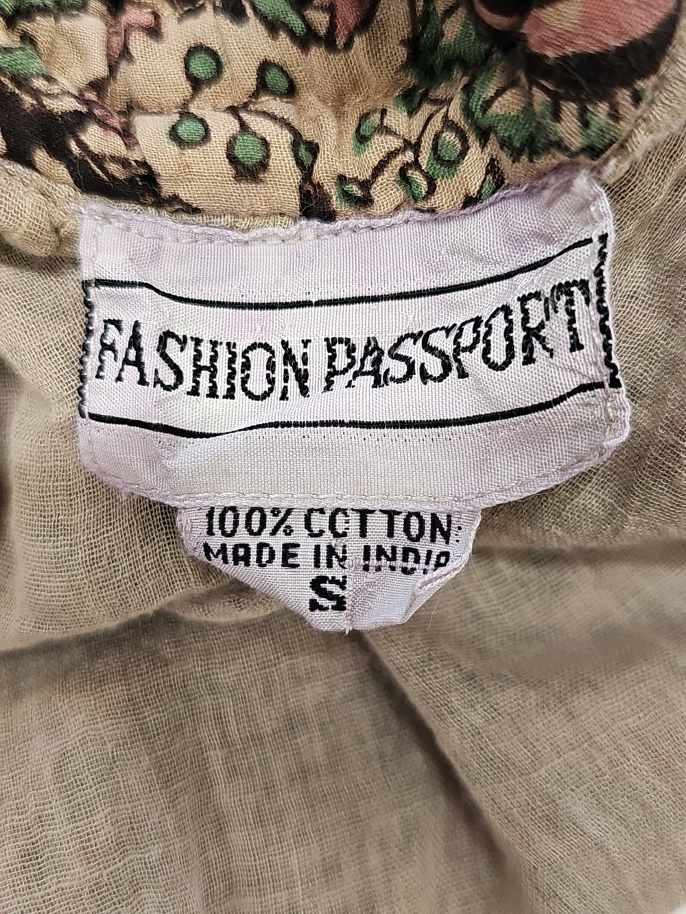 Fashion Passport Drawstring Skirt, Cotton, Pink Mint Rust Paisley Floral, Size S - Picture 7 of 9